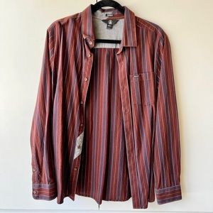 Volcom Modern Fit Striped Long Sleeve Button Down M